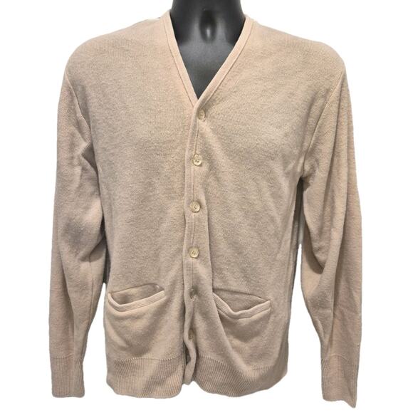 Vintage Brentwood Sportswear Tan Cardigan Mr Rogers Mens M Pockets Button Up - Picture 5 of 5